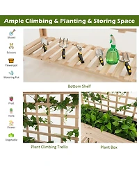 Raised Garden Bed Elevated Wooden Planter Box with Trellis