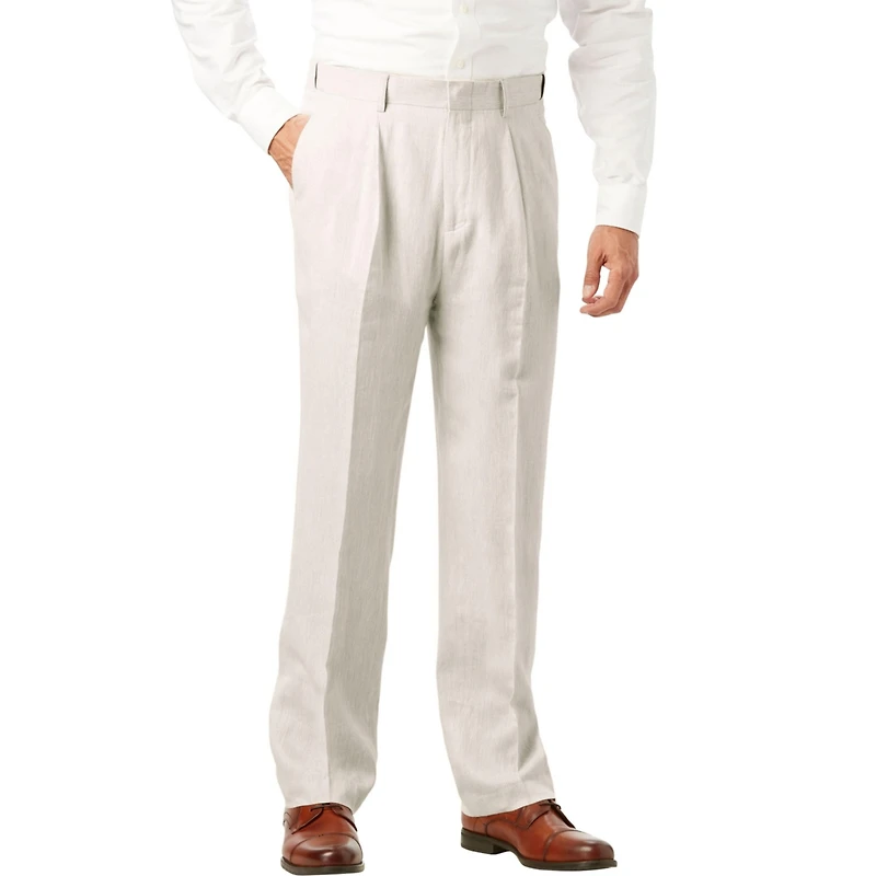 KingSize Big & Tall Linen Blend Plain Front Dress Pants