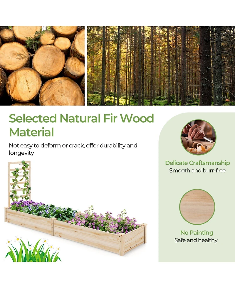 Skonyon Raised Garden Bed with Planter Box and Trellis-Natural