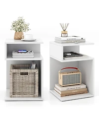 Inolait S-Shaped Side Table with Unique S-shaped Frame and 2 Open Compartments
