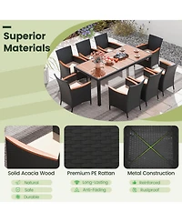 Sugift 9 Pieces Outdoor Dining Set with Acacia Wood Tabletop