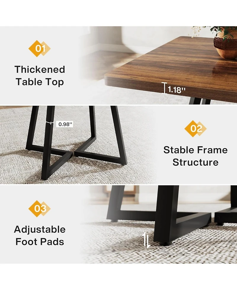 Tribesigns Square Dining Table for 4, 31.5" Industrial Dinner Table with Metal Base, Wood Kitchen Table for Dining Room, Small Space