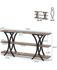 Tribesigns 70.8 Inch Console Table, Long Sofa Table Entry Table with 3 Tier Storage Shelves for Entryway Hallway Living Room