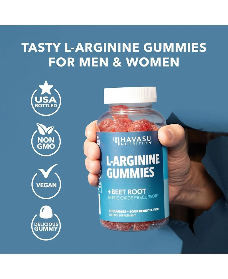 L-Arginine Gummies, Berry, Havasu Nutrition, 88ct