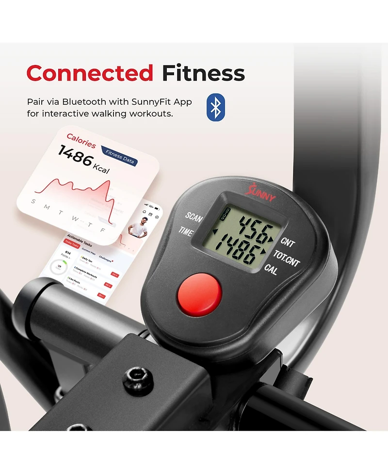 Sunny Health & Fitness Smart Air Walk Cross Trainer Elliptical Machine Glider w/Performance Lcd Monitor, Low-Impact, 30 Inch Stride and Exclusive Sunn