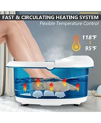 Sugift Foot Spa Tub with Bubbles and Electric Massage Rollers-Blue