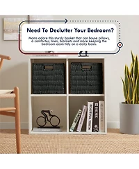 Ornavo Home Collapsible Paper Wicker 13 Inch Square Storage Cube Bin Basket - 2 Pack