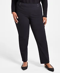 Jm Collection Plus & Petite Tummy Control Pull-On Slim-Leg Pants