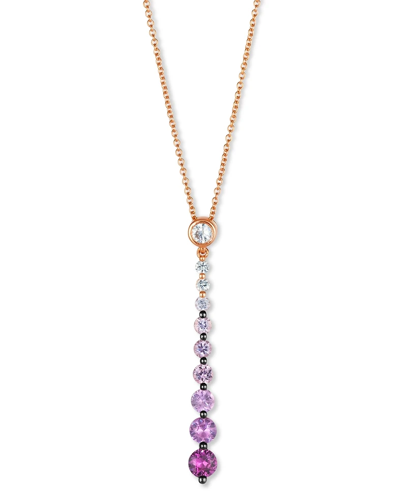 Le Vian Pink Ombre Sapphire (7/8 ct. t.w.) & White Sapphire (1/6 ct. t.w.) Linear Adjustable 20" Pendant Necklace in 14k Rose Gold