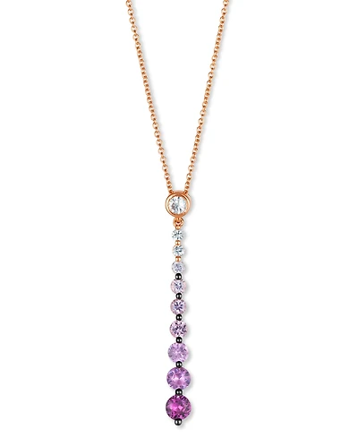 Le Vian Pink Ombre Sapphire (7/8 ct. t.w.) & White Sapphire (1/6 ct. t.w.) Linear Adjustable 20" Pendant Necklace in 14k Rose Gold