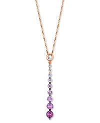 Le Vian Pink Ombre Sapphire (7/8 ct. t.w.) & White Sapphire (1/6 ct. t.w.) Linear Adjustable 20" Pendant Necklace in 14k Rose Gold