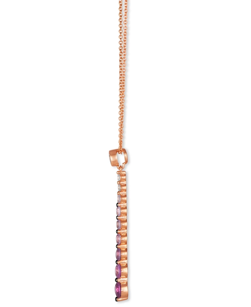 Le Vian Pink Ombre Sapphire (7/8 ct. t.w.) & White Sapphire (1/6 ct. t.w.) Linear Adjustable 20" Pendant Necklace in 14k Rose Gold