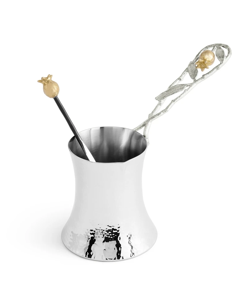Michael Aram Pomegranate Silver and Gold Coffee Pot with Spoon, 8.66" x 3"