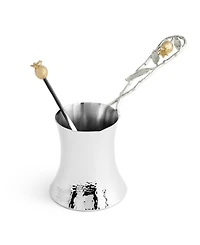 Michael Aram Pomegranate Silver and Gold Coffee Pot with Spoon, 8.66" x 3"