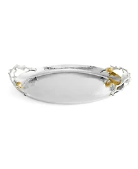 Michael Aram Pomegranate Silver and Gold Oval Tray
