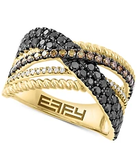 Effy Multicolor Diamond Crossover Statement Ring (1 ct. t.w.) in 14k Gold