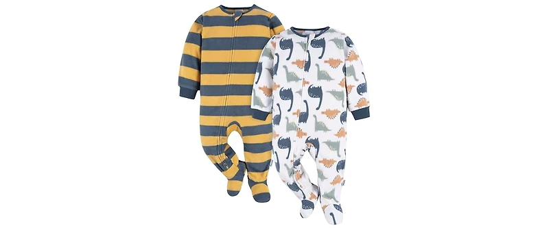 Gerber Baby Boys Footed Blanket Sleepers, 2-Pack