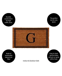 Evergreen Monogram Indoor Outdoor 100% Natural Coir Doormat 28" x 16" | Letter "G"