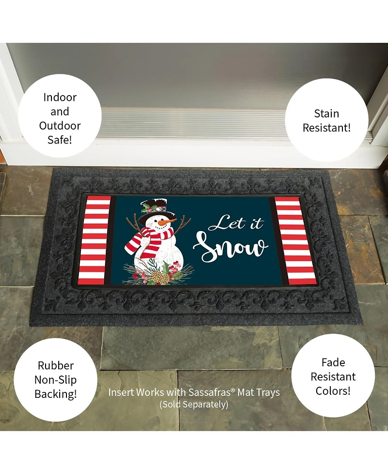 Evergreen Holly Snowman Sassafras Indoor Outdoor Switch Doormat 1'10"x10" Multicolored
