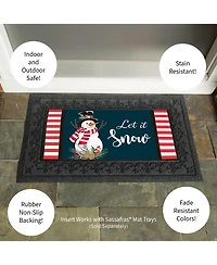 Evergreen Holly Snowman Sassafras Indoor Outdoor Switch Doormat 1'10"x10" Multicolored