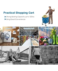 Inolait Folding Shopping Utility Cart with Water-Resistant Removable Canvas Bag