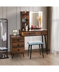Sugift Vanity Makeup Table Set with Lighted Mirror