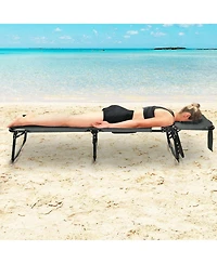 Inolait Folding Beach Grey Lounge Chair with Pillow for Outdoor