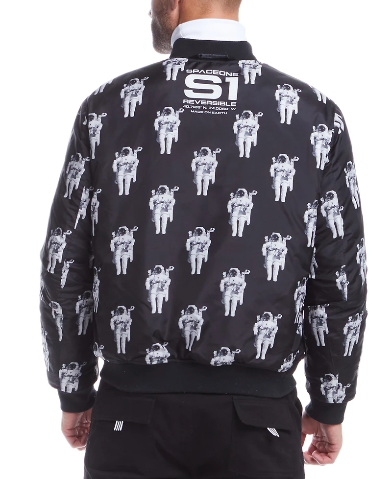 Space One Men's Nasa Reversible Quilted Bomber Jacket