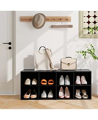 Shoe Bench 8 Cubbies Organizer with 500 Lbs Weight Capacity Cubby Rack