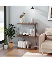 2 Pcs 3-Tier Multipurpose Display Rack Storage Shelving Unit with Metal Frame