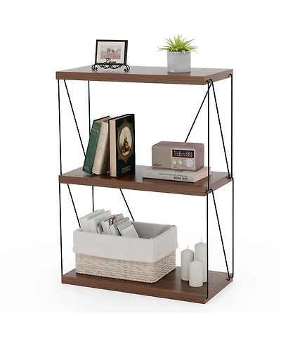 2 Pcs 3-Tier Multipurpose Display Rack Storage Shelving Unit with Metal Frame