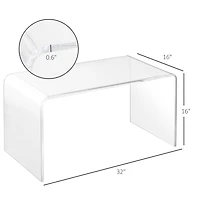 Homcom 39.25" Long Acrylic Waterfall Table for Living Room,