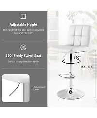 Sugift Armless Pu Leather Bar Stool with Adjustable Height and Swivel Seat