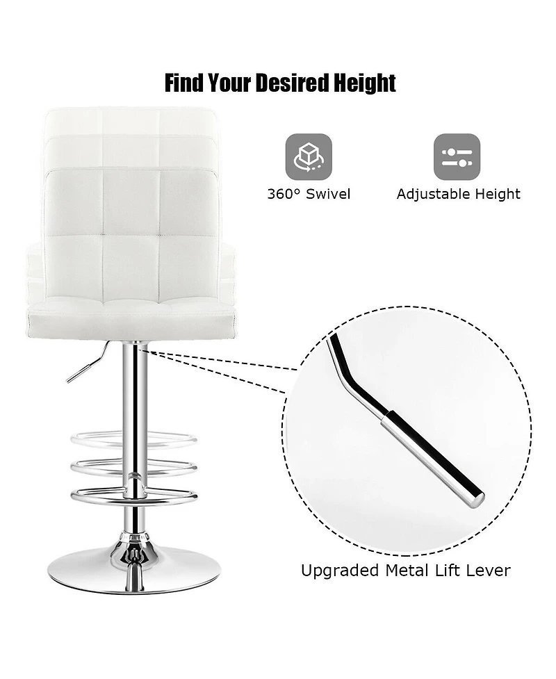 Sugift Set of 2 Square Swivel Adjustable Bar Stools with Back and Footrest