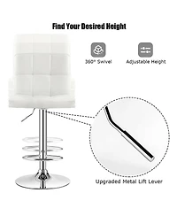 Sugift Set of 2 Square Swivel Adjustable Bar Stools with Back and Footrest