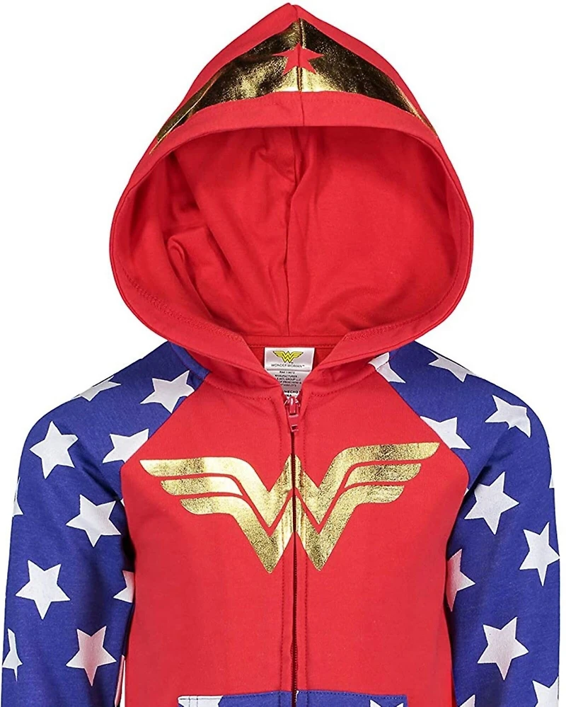 Justice League Toddler Girls Wonder Woman French Terry Zip Up Costume Hoodie
