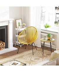 Slickblue 3-Piece Outdoor Seating Acapulco Chair, Modern Patio Furniture Set, Glass Top Table and 2 Chairs