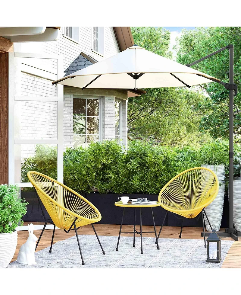 Slickblue 3-Piece Outdoor Seating Acapulco Chair, Modern Patio Furniture Set, Glass Top Table and 2 Chairs