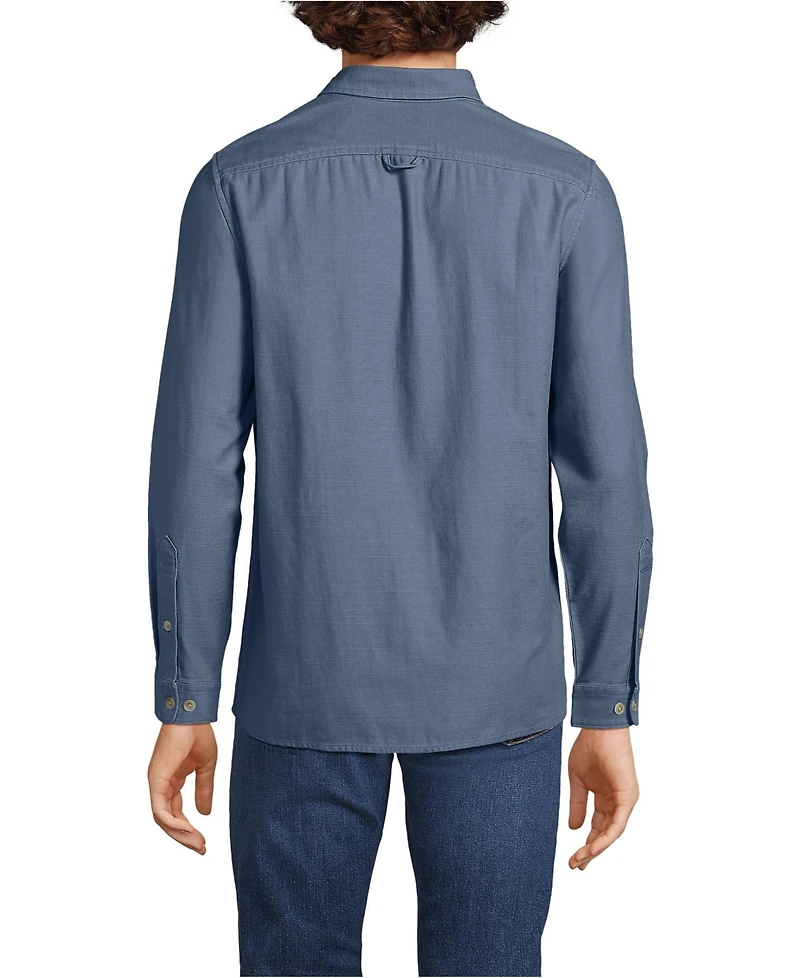 Lands' End Men's Long Sleeve Textured Twill Utility Shirt