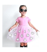 Sweet Wink Toddler Girls Ghost Sequin Halloween Short Sleeve Tutu Dress