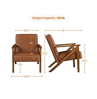 Yaheetech Faux Leather Armchair with Z-shaped Wood Legs Dark Brown