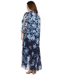 R & M Richards Plus Size Printed Handkerchief-Hem Dress and Jacket