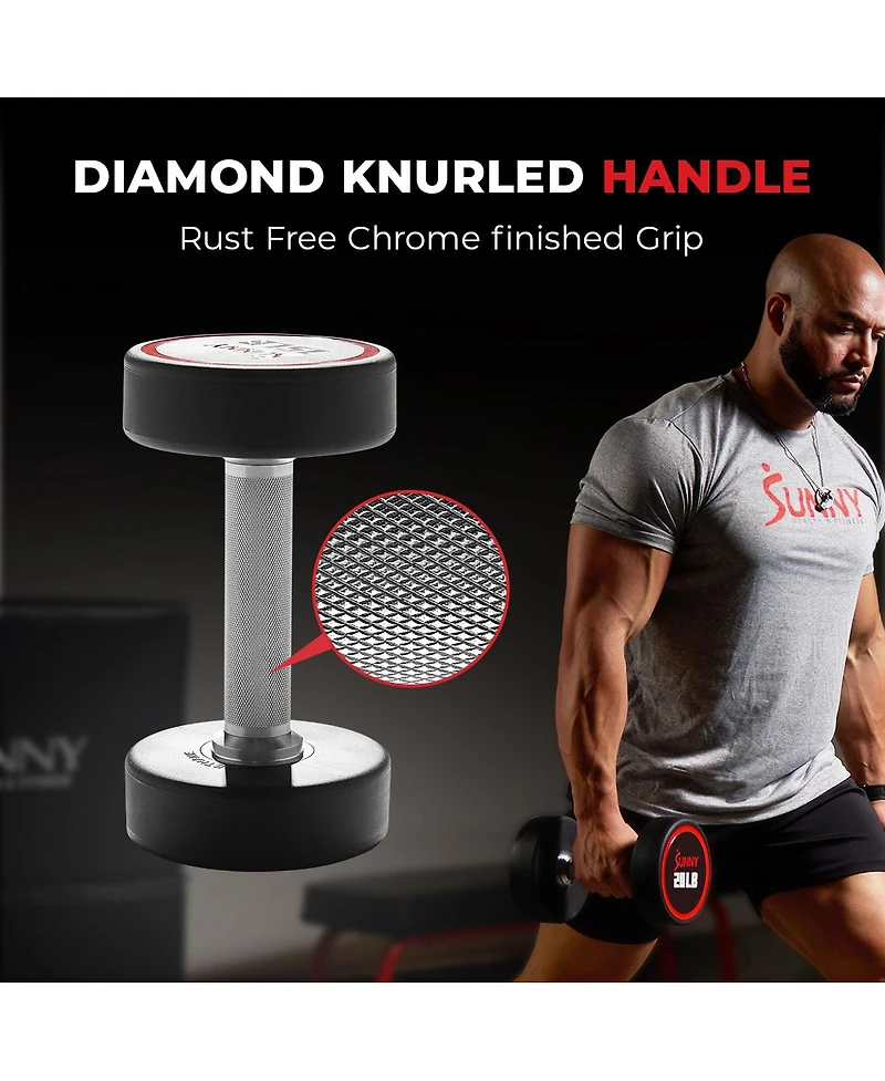 Sunny Health & Fitness Signature Style Polyurethane Round Dumbbells 10-Pound (Pair)