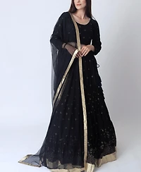 Raas Women's Black Full Sleeve Lehenga Choli Embellished with Sequins