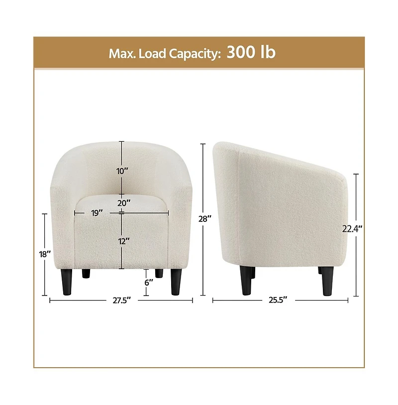 Yaheetech Boucle Club Chair Accent Barrel Arm