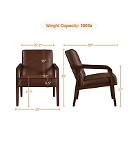 Yaheetech Mid-Century Faux Leather Upholstered Accent Chair Dark Brown