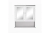 Casainc 21.65'' W 22.83'' H Surface Framed Wall Mounted Bathroom Cabinet Mirror Adjustable Shelves