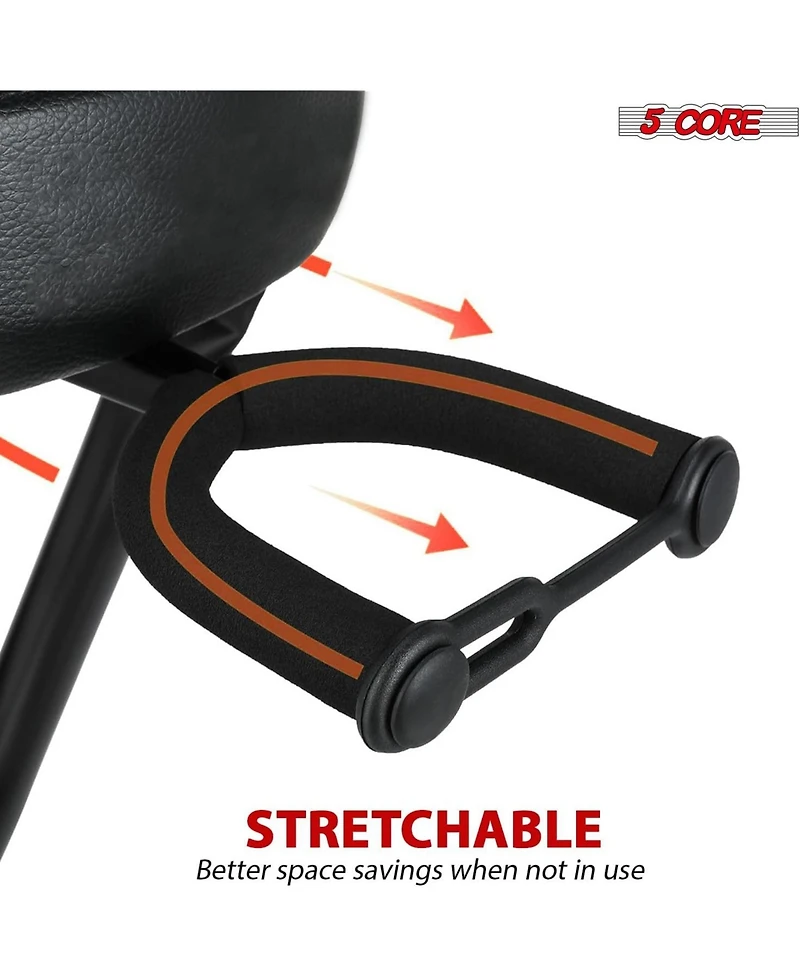 5Core Guitar Stool Adjustable Backrest Piano Chair 3.15" Padded Seat Music Stand