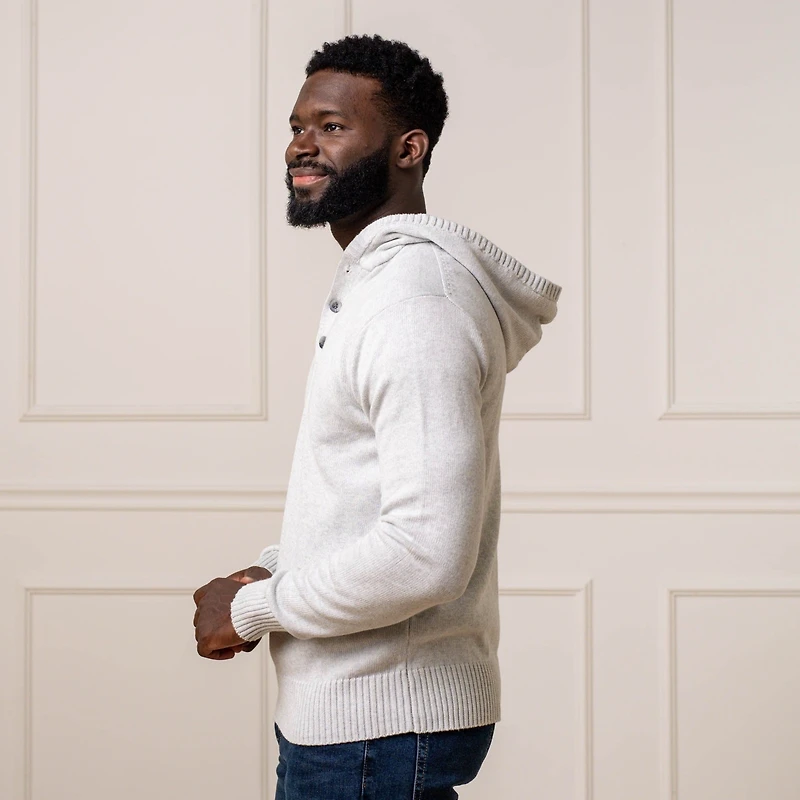 Hope & Henry Men's Long Sleeve Henley Sweater Hoodie