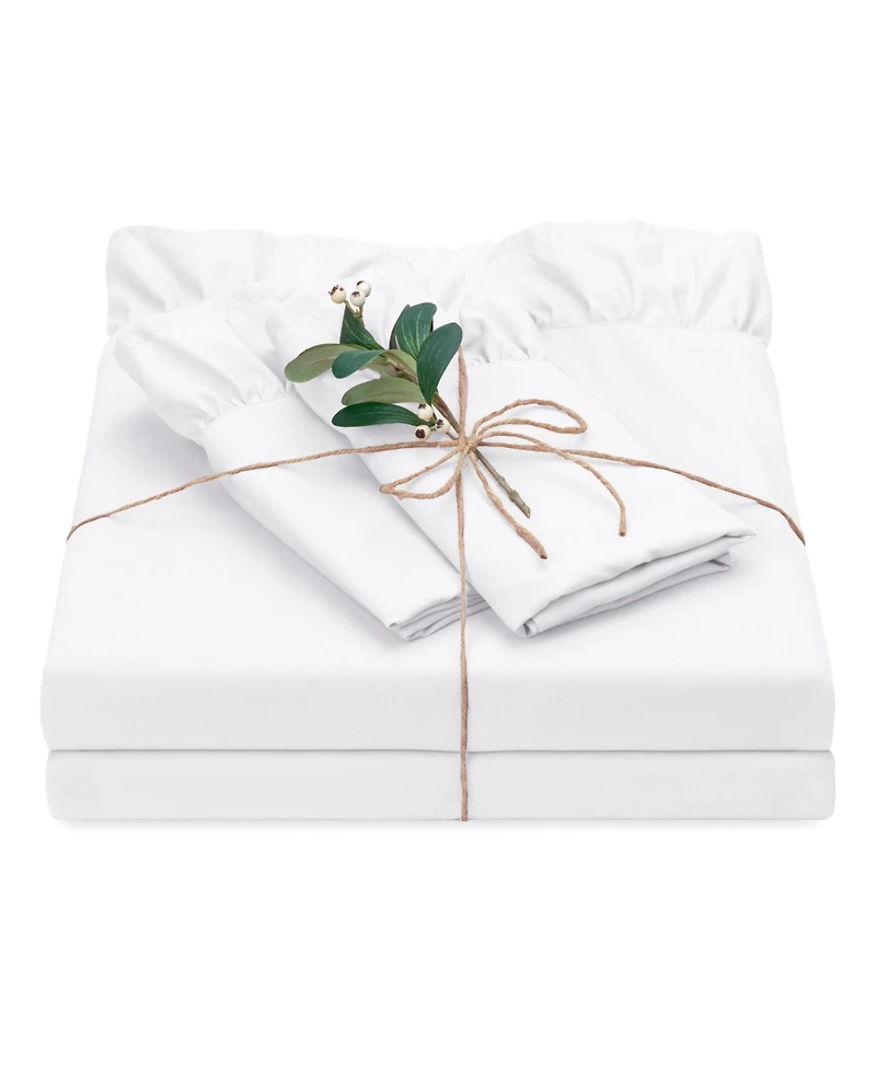 Chanasya Premium Ruffle Sheet Set - Shabby Chic Double Brushed Soft Ruffled Hem Solid Microfiber Sheet Set